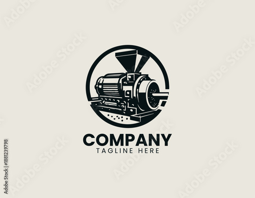 Pellet making machine system is illustrated as clean black vector logo design