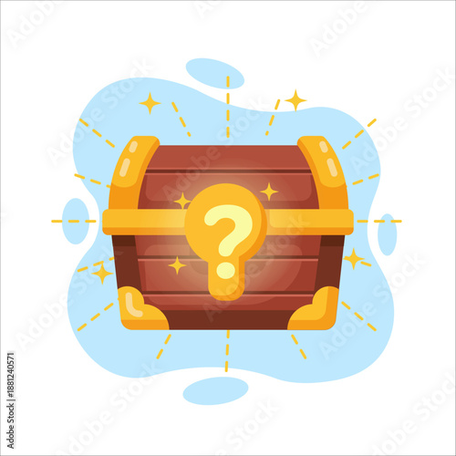 Hidden reward concept illustration featuring a mystery treasure chest flat design vector empty state ui element