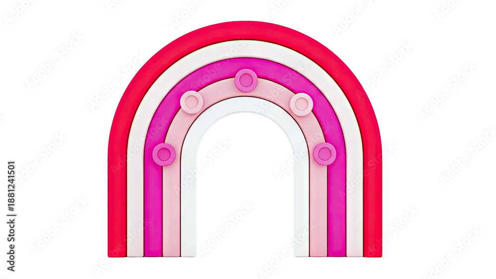 Fototapeta premium Pink Rainbow Arch with Circle Accents