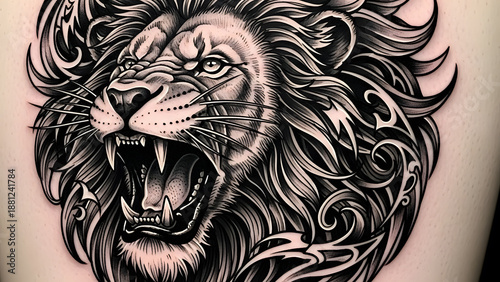 A powerful animal head design for body art or creative branding