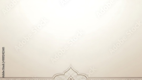 Elegant light cream background with ornate decorative border and intricate arch motif, subtle texture for design