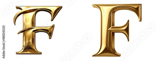 Polished Metallic Gold Alphabet F