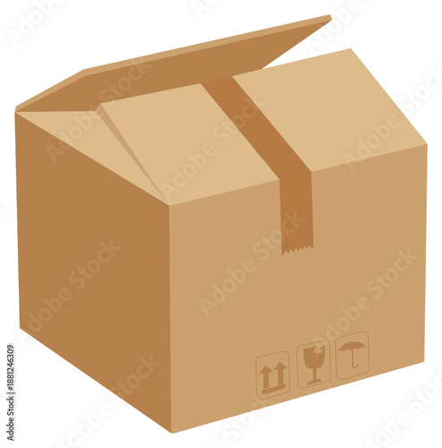 Open Cardboard Box Packaging Illustration