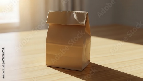 Milk Carton on Wooden Table.
