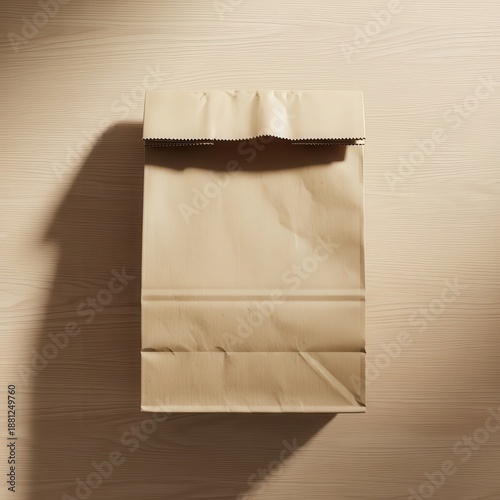 Paper Bag on Beige Background.