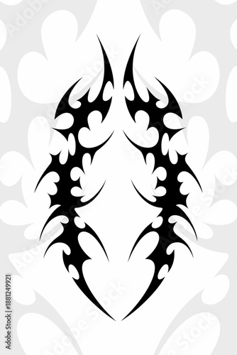 Neo tribal emblem in sharp black metal-tribal style. Vector y2k bold and intense cyber symmetry shapes  perfect for t-shirt prints  stickers  streetwear and poster design.