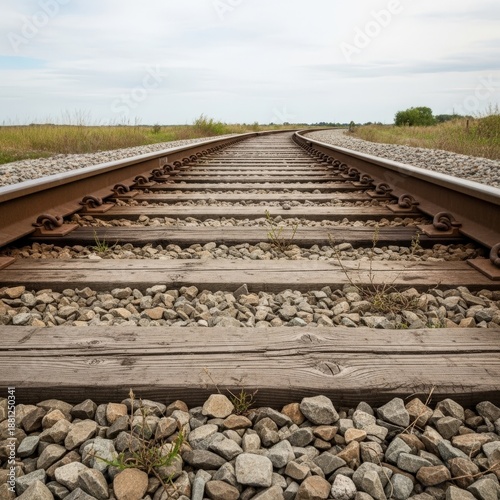 Railway Tracks in Rural Landscape.