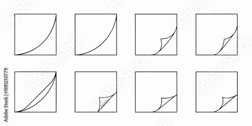 A series of square frames each containing a curved line segment