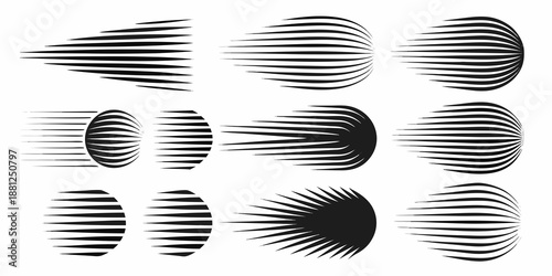 Abstract black and white graphic design featuring curved lines and shapes