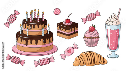 Assortment of Sweet Desserts and Candies for Celebration.