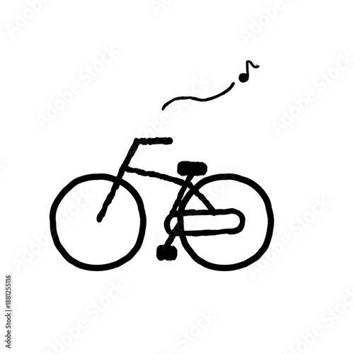 シンプルな手描きのご機嫌な自転車のイラスト