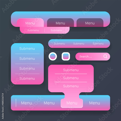 Modern Gradient Web UI Kit Menu Interface Components