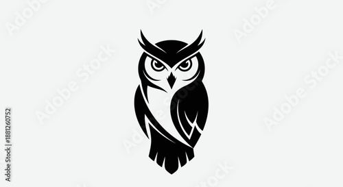 Black and white owl illustration on a white background suitable for design