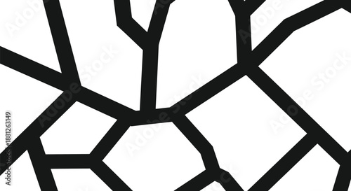 Abstract pattern of thick intersecting black lines on a white background creates a bold and modern geometric composition.