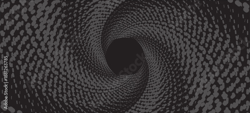 Halftone circle background. Black and white dotted circular gradient. Radial comic target texture. Grunge rough round pop art rasterized backdrop. Fading dot epicenter wallpaper concept. Vector