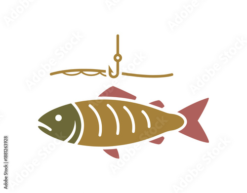 BBQ fish line and glyph icon, food and keto diet, fried fish sign vector graphics, editable stroke linear icon
