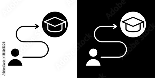 Learning Path Icon Set White Glyph Style Collection
