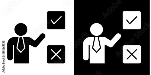 Decision Making Icon Set White Glyph Style Collection
