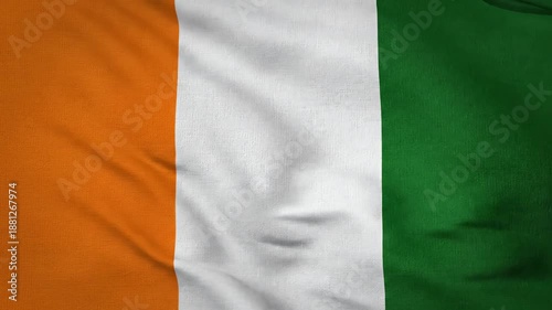 Vibrant Ivory Coast National Flag Waving with Graceful Ripples