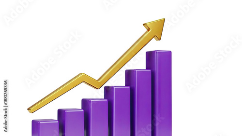 Free Download Golden arrow indicating growth over purple bar chart - GFXLoad