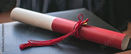 A Symbol of Academic Achievement: Diploma Scroll with a Vibrant Red Tassel