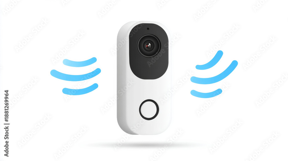 custom made wallpaper toronto digitalSmart doorbell camera with motion detection waves in minimal design