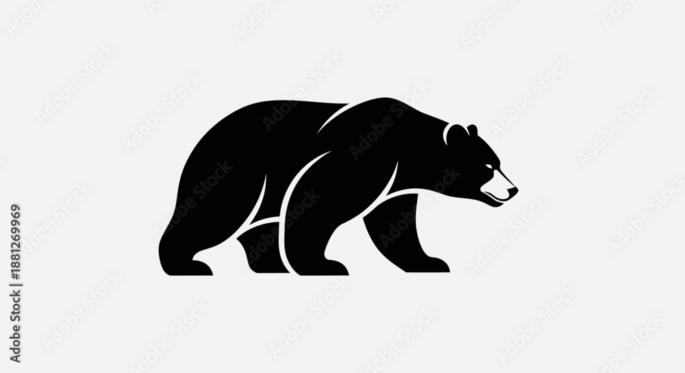 Fototapeta premium Black bear illustration on white background animal vector graphic design