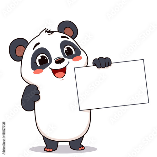 Cartoon panda holding blank sign