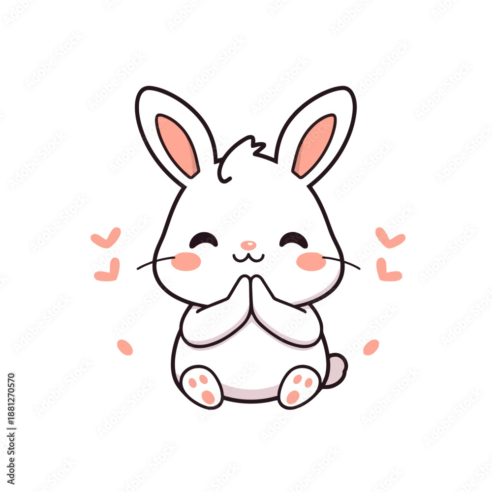 Fototapeta premium Cute White Bunny with Hearts