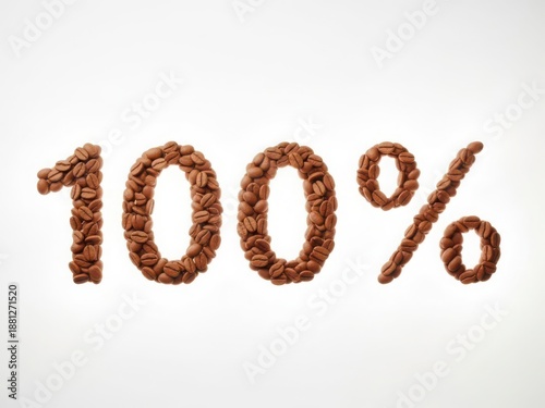 100 percent made from coffee beans isolated on white background