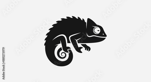 Obraz na płótnie Black chameleon silhouette on white background graphic isolated design