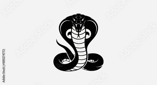 Black cobra illustration on white background symbol of power and danger
