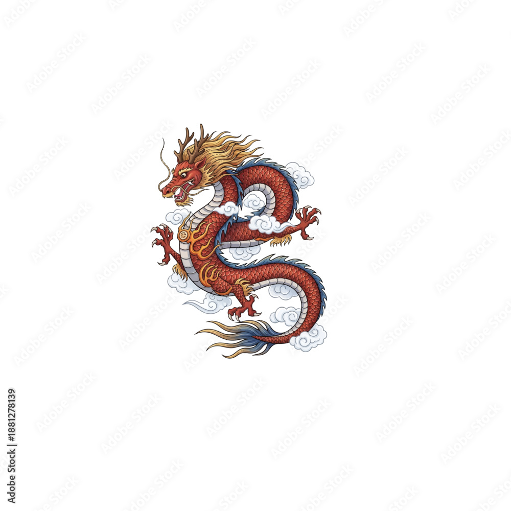 Fototapeta premium Traditional Chinese Dragon Illustration 2.