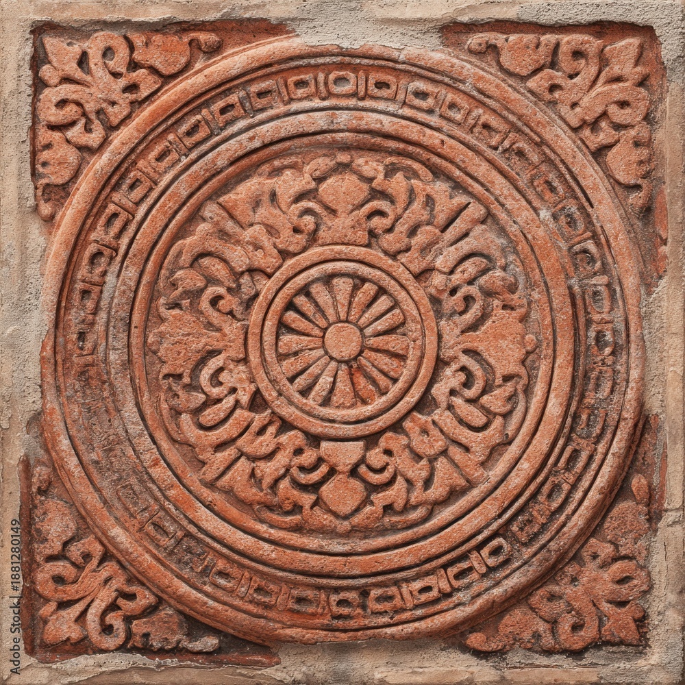 Obraz premium Terracotta tile design with intricate patterns