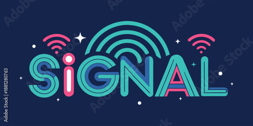 A vibrant signal logo featuring rounded letters transforming into a tech symbol, conveying modern communication and network connection.