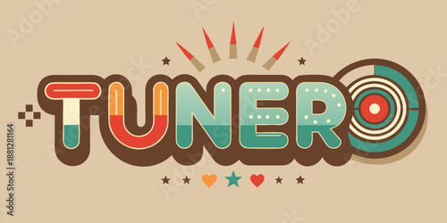 A vibrant tuner logo featuring rounded letters that transform into a dynamic design, perfect for creative branding and artistic projects.