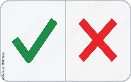 Interface Element buttons with green checkmark and red cross symbols for confirmation and cancellation actions on digital user interface