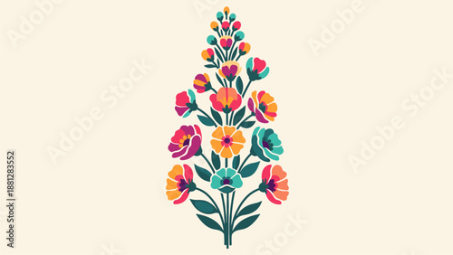 Floral Arrangement Vector Illustration - Bright Colors, Isolated on White