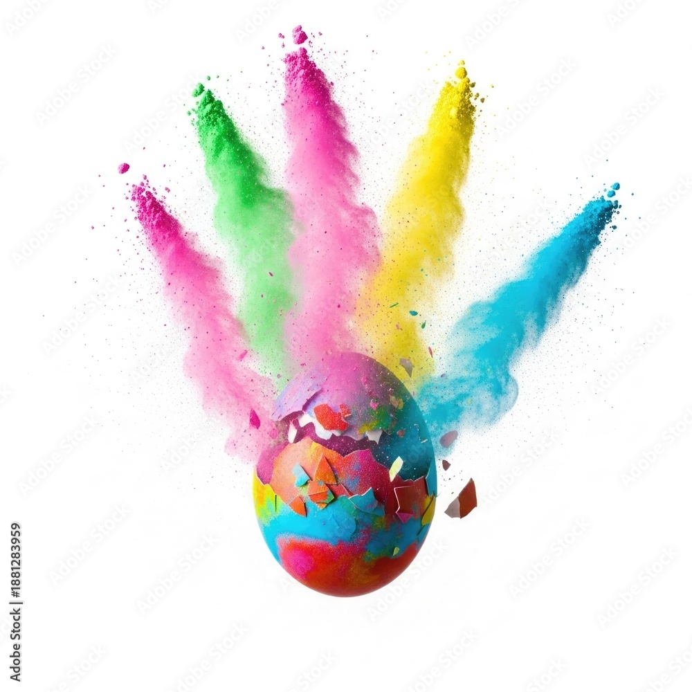 Obraz premium Vibrant colorful powder exploding from broken globe