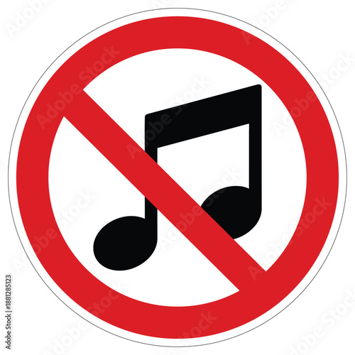 Prohibition sign indicating no loud music or noise is allowed in this designated area