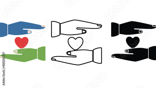 A symbolic illustration of hands holding hearts representing love and charity