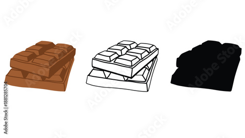 An illustration of chocolate bars in different styles and colors
