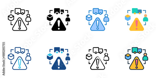 Supply Chain Risk icons set multiple style collection. Editable stroke 

