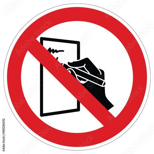 Red circular sign indicating the prohibition of writing or drawing on surfaces within restricted premises
