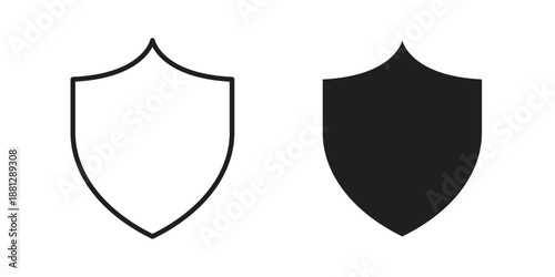 Shield icons collection. Thin linear and black flat icons