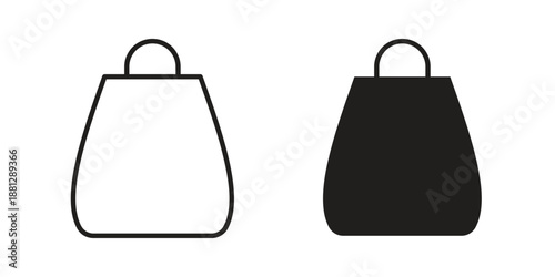 Shopping bag icons collection. Thin linear and black flat icons