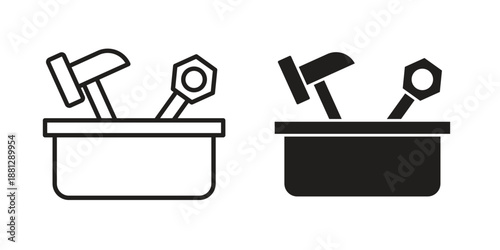 Toolbox icons collection. Thin linear and black flat icons