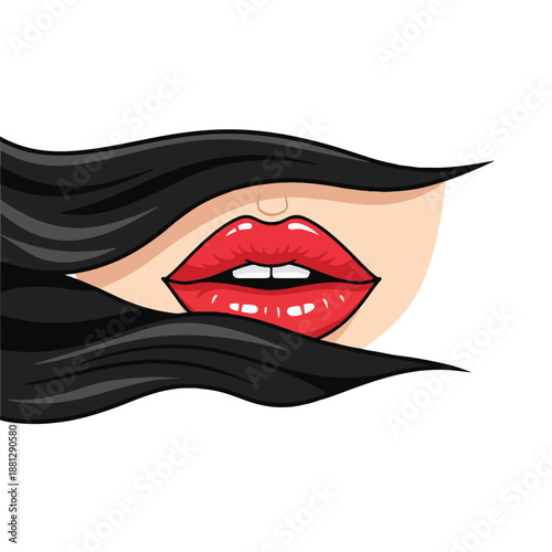 A woman's lips and hair
