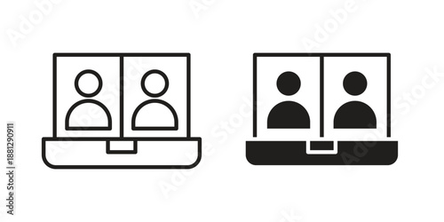 Webinar icons collection. Thin linear and black flat icons