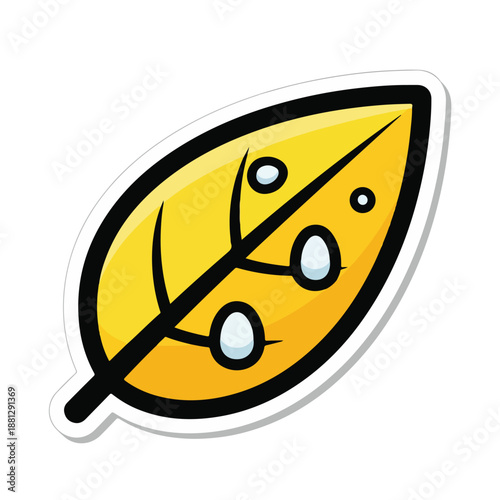 A yellow leaf with water droplets